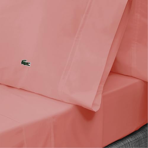 Lacoste 100% Cotton Percale 2-Piece Pair Pillowcase Set – Cool, Crisp, Matte, and Durable, Oeko-Tex Certified – Solid, Canyon Orange, King by Lacoste - Image 6