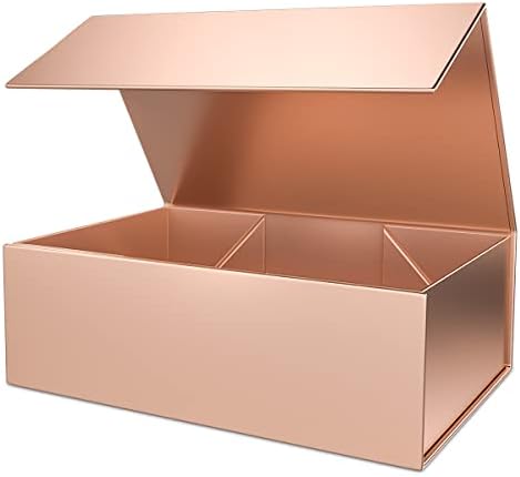 Gift Box 12" x 6" x 4" with Magnetic Closure Lid Gift Box for Presents,Bridesmaid Gifts Box,Cute Box,Birthday Gift box,Luxury for Gift Packaging, Magnetic Gift Box for Wrapping Gifts (Rose Gold)