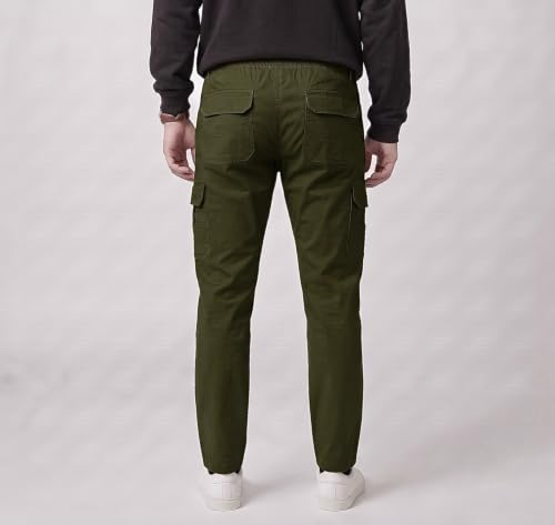 Image of V Can Men's Cotton Cargo Pants with Elastic Waistband