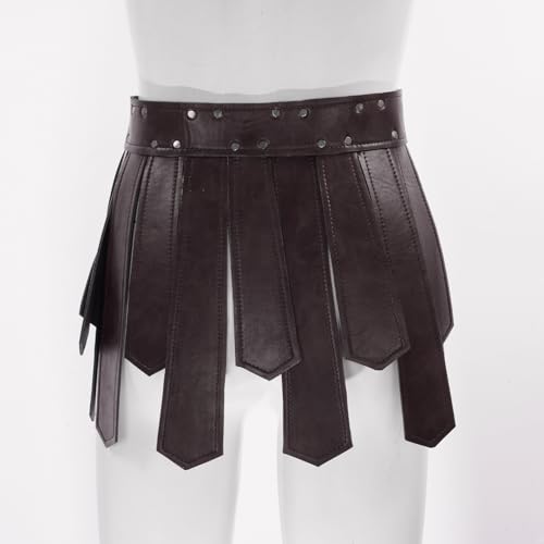 Linjinx Mens Punk Adjustable Rivets Waistband Fringe Tassel Skirt Belt Knights Warrior Gladiator Kilt for Halloween4