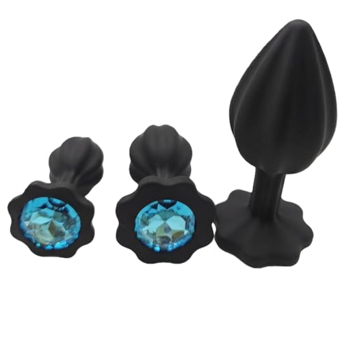 #VerdientProvisionen<br>Analplug Schwarzes Silikon 3 Stücke Set Anal Plug Sexspielzeug mit drei Größen (groß mittel klein) geeignet für Anfänger Profis Männer Frauen Paare und Eheleute (Blau)