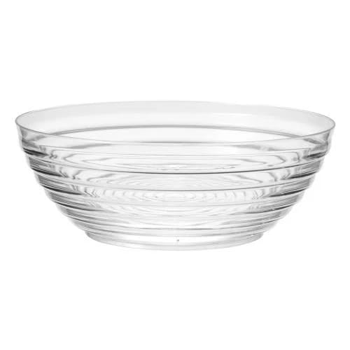 EcoQuality 2.5 Quart Clear Plastic Bowl – Disposable Ringed Serving Bowl for Salads Snacks Fruits and Party Foods, Elegant Round Design for Catering Events and Gatherings (8)