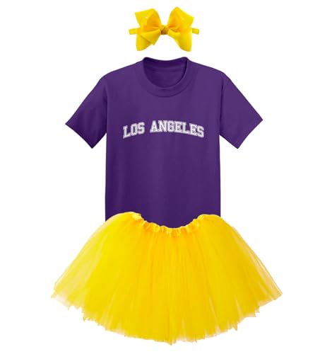 Los Angeles - State Proud Strong Pride Sports Baby Bodysuit + Tutu Skirt + Bow Headband Set2