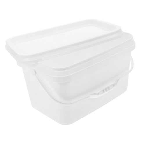 Cubo de pintura blanca rectangular con tapa y mango para barnices 2