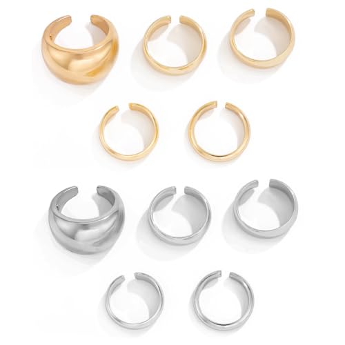 Image of Shining Diva Fashion Combo Set Gold and Silver Plated Rings for Women and Girls Stylish