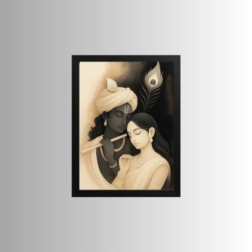 Image of Radha Krishna Wall Art Frame | Romantic Krishna Radha Painting | Spiritual Couple Wall Decor | Premium Home & Bedroom Decoration