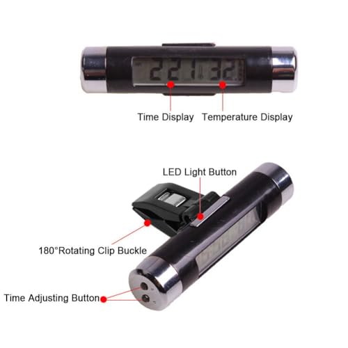 Auto Uhr Thermometer, 2 in 1 Clip Elektronische Digitales Kfz-LCD-Thermometer mit Weißer Hintergrundbeleuchtung, an der Entlüftung Installiert, Geschenkideen