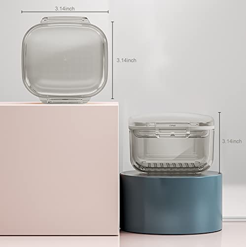 Retainer Case, Retainer Cleaner Case, Unique Denture Bath With Drain Tray, Suitable For Dentures, Denture Bridges, Partial Dentures, Traditional Braces, Etc. (Black) #TOP3