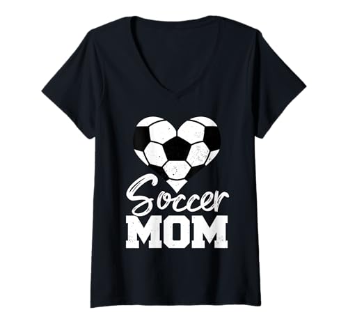 Donna Soccer Mom Heart Funny Heartfelt Love Soccer Player Mom Maglietta con Collo a V