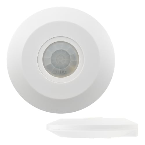 J.LUMI J. LUMI YCA1050 PIR Based Motion Detector, Infrared Motion Sensor, Slim Design 1 Thick, 360 Degree Detection, PIR Sensor (110-240V AC, 2000W)