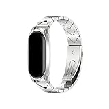 LOKLNEYK Polsino in metallo acciaio inossidabile adatto for Xiaomi Band 7 6 5 4 3(V Style Silver,For Mi Band 3 4)