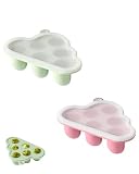 YAPKOLV Lot de 2 Bacs de Congélation Purée Bébé en Silicone avec Couvercle - 6 Portions Moules Aliments pour Diversification Alimentaire, Vert et Rose