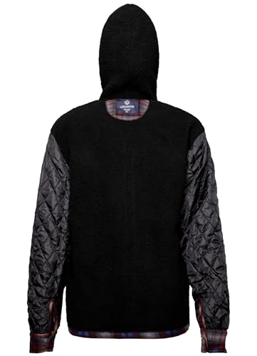Image of Yasumond Mens Hoodies Fleece Jacket Plaid Flannel Heavy Sherpa Lined Hooded Zip Up Warm Winter Coats Big Tall