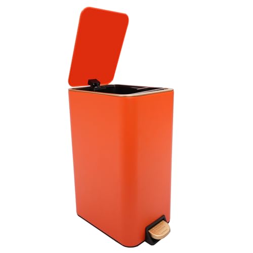 Caneca de basura rectangular 12L con pedal naranja miniatura 6