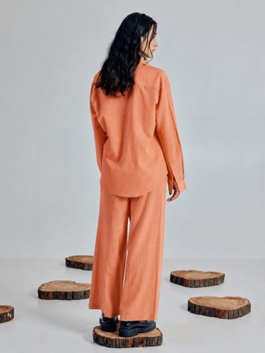 Image of FIORRA Women's Linen-Blend Loose Relaxed Fit Co-Ord Set