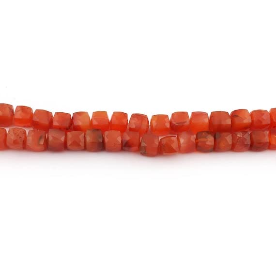 Carnelian Faceted Cube Beads 8mm pour création bijoux et colliers