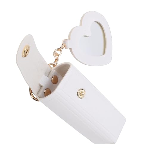 SEAFRONT Etui na szminkę z Lustrem PU Skórzany Przenośny Uchwyt Brelok dla Kobiet Organizator Podróży Drobne Upominki (WHITE)