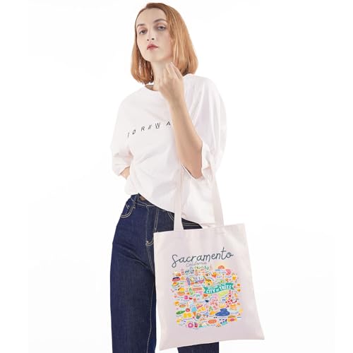 WZMPA California Sacramento Travel Tote Bag Sacramento Souvenir Gift Sacramento City Of Trees Travel Shoulder Bag4