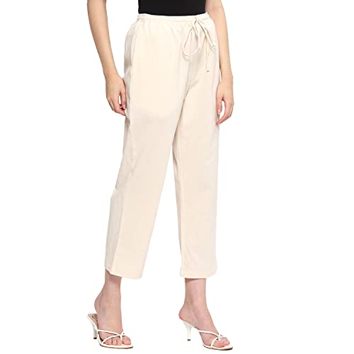 Image of BIBA Women Rayon Regular Solid Pants