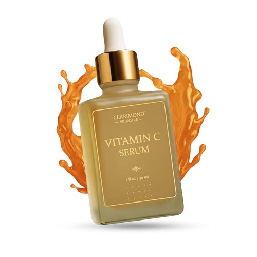 CLARIMOND Siero Viso alla 20% Vitamina C con un Tocco Sottile di Arancia Dolce - Acido Ialuronico, Niacinamide, Vitamina E - Idratante, Antirughe, Antimacchie, Illuminante.