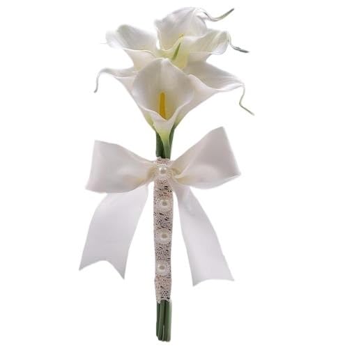 TENVORA Ramos de Novia,Ramo de Novia Flores Preservadas Hermoso Ramo de Novia con Flores Artificiales Color Marfil/Amarillo, Ramo de Flores Largo, Ramo de Novia, Ramo de Novia for Boda.(01)