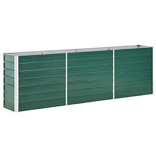 vidaXL Garden Raised Bed Galvanised Steel, Rectangular Garden Planter for Flowers and Planters, Bottomless Raised Flower Bed, Weather-Resistant, Green, 94.5
