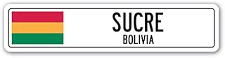 SUCRE, Bolivia Street Sign Decal Bolivian Flag City Country Road Wall Gift 8" Sticker Decal