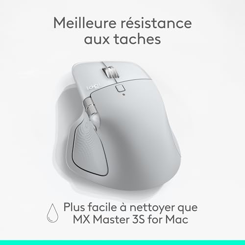 Logitech MX Master 4 for Mac Bluetooth Ergonomique avec Retour haptique performant avancé défilement Ultra Rapide Charge USB C macOS iPadOS Windows lumière - vue 9