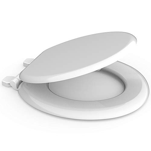 Sanilo Round, Silent Slow Close, Molded Wood, Adjustable Toilet Seat, White #TOP4