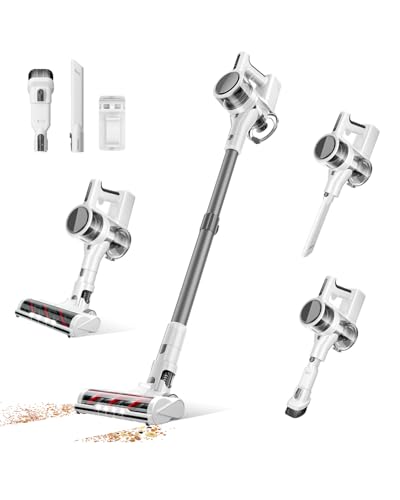 Image of Comvtu Cordless Vacuums, 80,000PRM Powerful Motor Vacuum Cleaner and 2200mAH Rechargeable Battery up to 35 Mins Worktime, 2 Adjustable Modes, Detachable Parts, Wireless Stick Vacuum (Vapor White)
