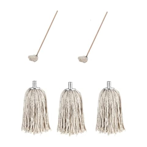 Pure Cotton String Mop Head Steel Socket Refill & Pole Cleaning Floor Sweep Set (1) Cover