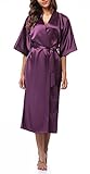 WitBuy Women's Silk Robe Long Satin Kimono Robe Lightweight Bathrobe with Pockets for Bride and...