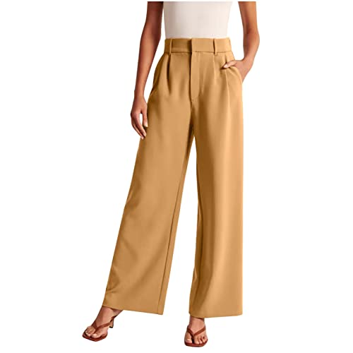 SMIDOW Womens High Waisted Dress Pants Business Work Office Wide Leg Palazzo Pant Regular Fit Trousers