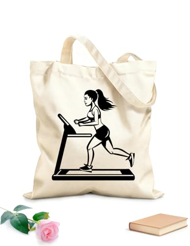 XIARON Bolsas reutilizables para la compra Mujeres activas corriendo en la cinta de correr haciendo ejercicio Tela de 340g/m² de grosor Material agradable para la piel L Negro