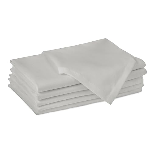 Image of Encasa XO Cotton Napkins for Dining Table | Set of 6, Size 43x43 cm | Machine Washable Reusable Table Napkin, Soft & Absorbent, Elegant Table Decor for Kitchen, Hotels, Party - Light Grey