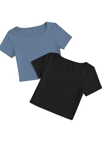 Image of KERI PERRY Tops for Women Crop Top for Women's Tank Activewear Tee Sports Work Out Wear Casual Round Neck Cotton Camisole Pack of 2
