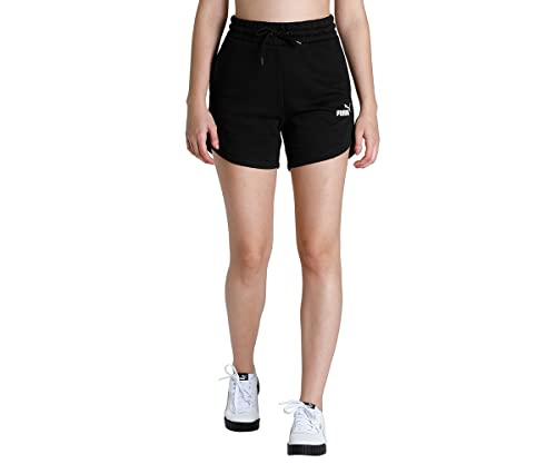 Image of Puma Women's ESS High Waist Shorts | Comfortable Cotton-Blend High Waist Knitted Shorts for Women | Ribbed Waistband | Ideal for Gym, Travel & Everyday Wear