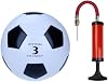 Balón de fútbol clásico blanco y negro con bomba – Entrenamiento de cuero PU cosido a máquina para práctica en interiores y exteriores – Fútbol recreativo duradero – Tamaños 3/4/5 2