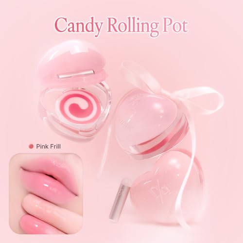 Image of dasique Candy Rolling Pot #01 Pink Frill Lip Balm | Korean Makeup, Lip Balm, Lip Care, Glossy Lip