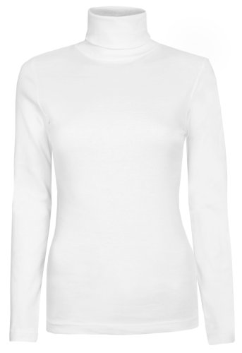 Brody & Co - Camiseta de manga larga y cuello alto para mujer, térmica, algodón blanco blanco XL 44