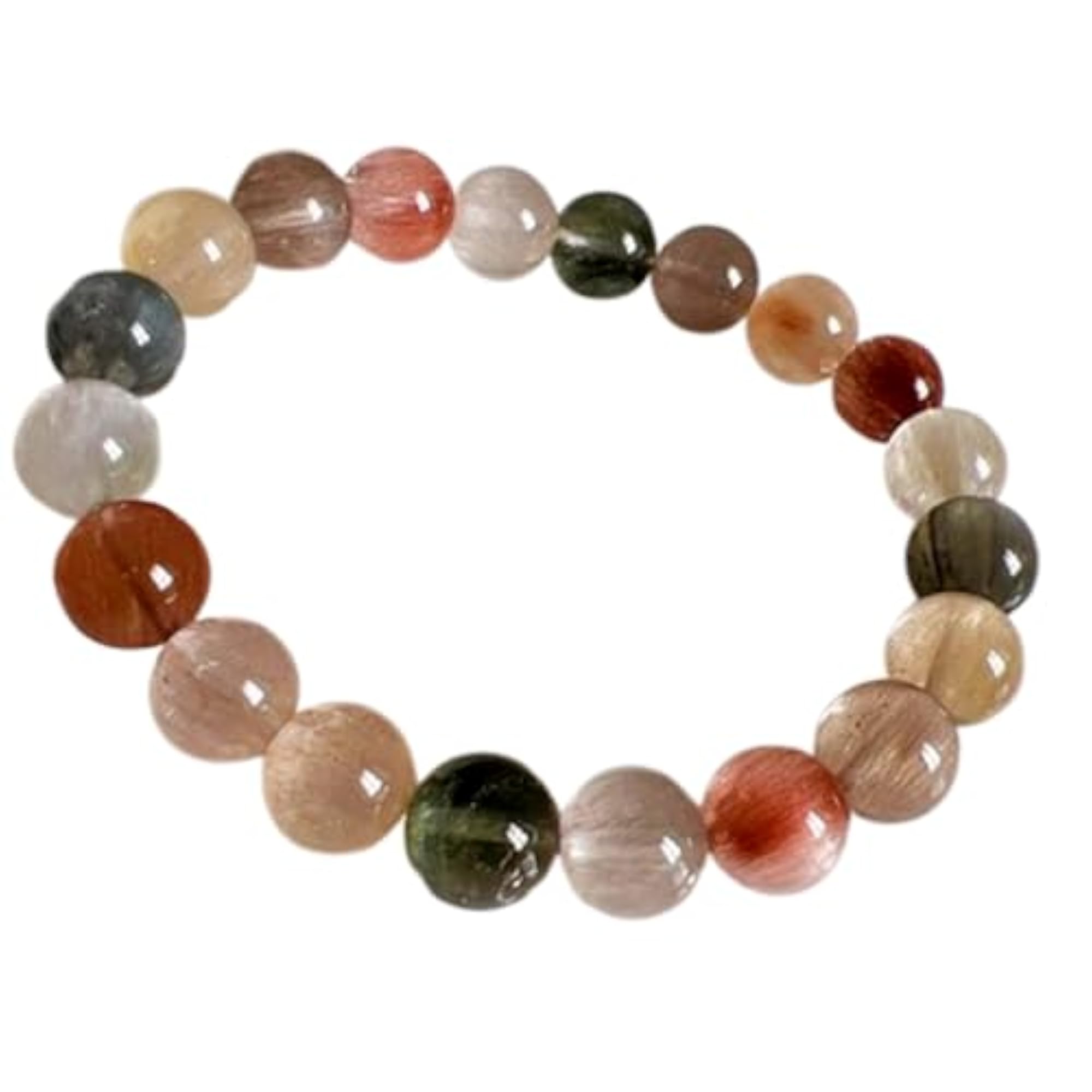 Unisex Natural Rutilated Quartz 8mm Stretchable Healing Bracelet