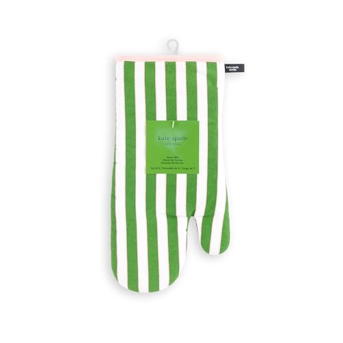 Image of kate spade new york Botanical Stripe Oven Mitt 2-Pack Set, 7 inch x 13 inch, Green /Pink
