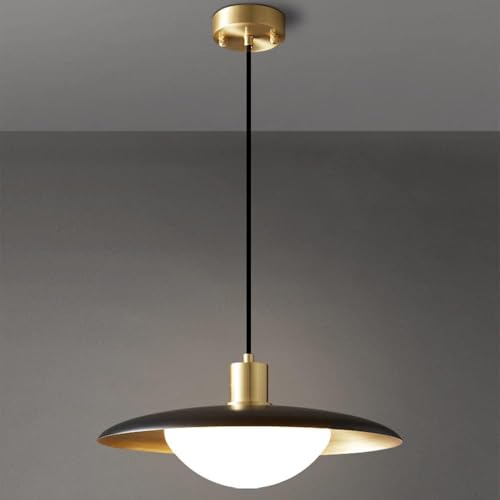 Oldsix Brushed Brass Modern Glass Pendant Light for Bedroom Bedside