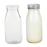 ULTECHNOVO 2 piezas Botellas de Resistentes al Calor con Tapa de Envases Portátiles para Leche Yogur y Bebidas Frías o Calientes Fáciles de Limpiar y Almacenar