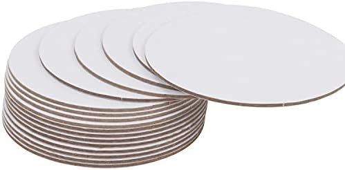 BELLE VOUS Round Pulpboard Coasters (100 Pack) - 9cm / 3.5 inches Diameter - Blank White Cardboard Beer Mats for DIY Art and Craft Projects, Letterpress Paper Designs, and Home/Wall Decorations