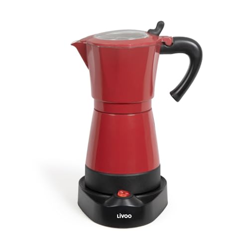 BM TOOLS Cafetière italienne électrique LIVOO DOD117RC Coloris Rouge - 300ml, 6 tasses, 480W