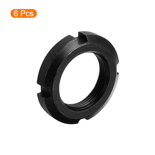 QUARKZMAN M33x1.5mm - 6Stk Sicherung Vierschlitz Schlitz Rund Mutter - Karbonstahl Rund Sicherungsmutter für Vielfältig Wälzlager Industrie Bereich Schwarz