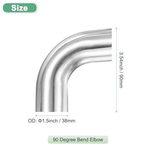 M METERXITY OD 1.5 Zoll 90 Grad Mandrel Bend Bogen Verstärkt 1.5 Mm 304 Edelstahl Auspuffkrümmer Für Auto Tuning Auspuffanlage Treppengeländer Bogen Höhe 90 Mm