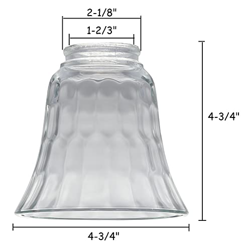 Image of Premium Ceiling Fan Light Covers, Hammered Style Bell Glass Shade, Lighting Replacement Glass Shade Standard 2-1 /8 inch Fitter Size, Perfect Ceiling Fan Replacement Glass Accessories, Set of 4