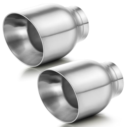A-KARCK Exhaust Tip 2.5 Inch Inlet Muffler Tip 2.5 Inlet 4 Outlet 5 Long Dual Wall For Car Tailpipe Stainless Steel Polished Weld On 2 Pack